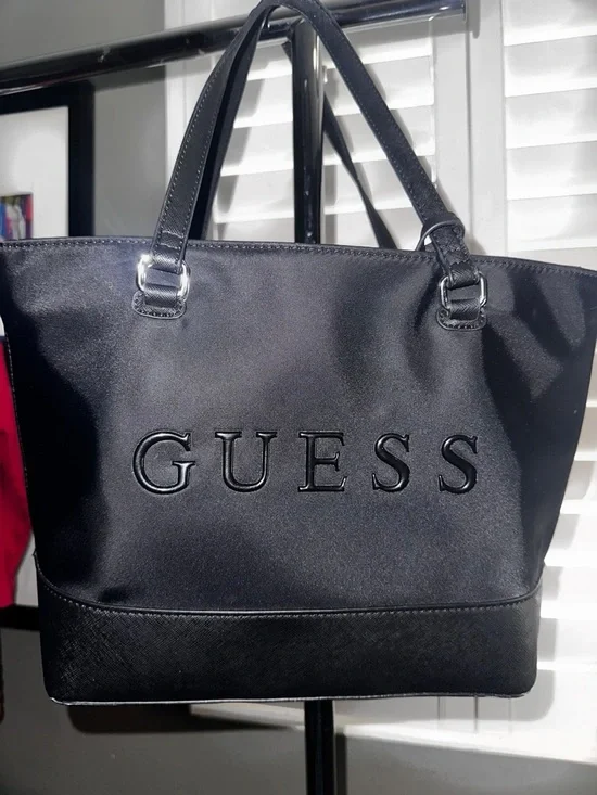 GUESS Black Embossed Logo Tote - Picture 2 of 7